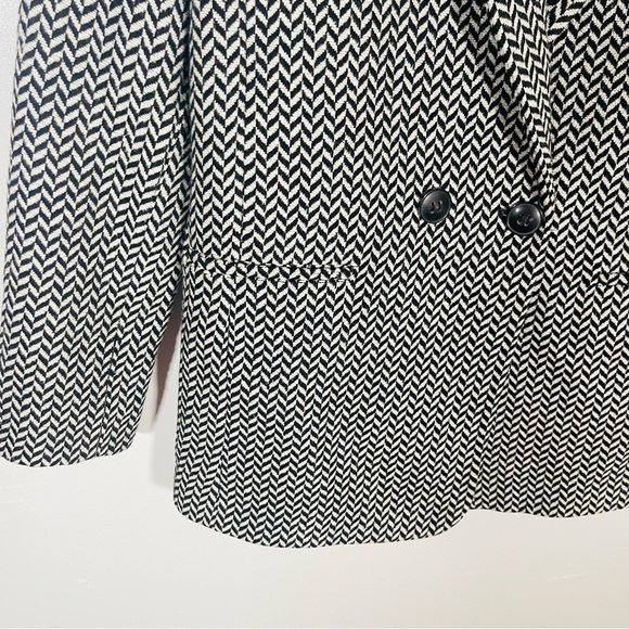 NEW Anine Bing Fishbone Blazer Black Off-White Relaxed Fit Preppy Academia Wool - Picture 7 of 10